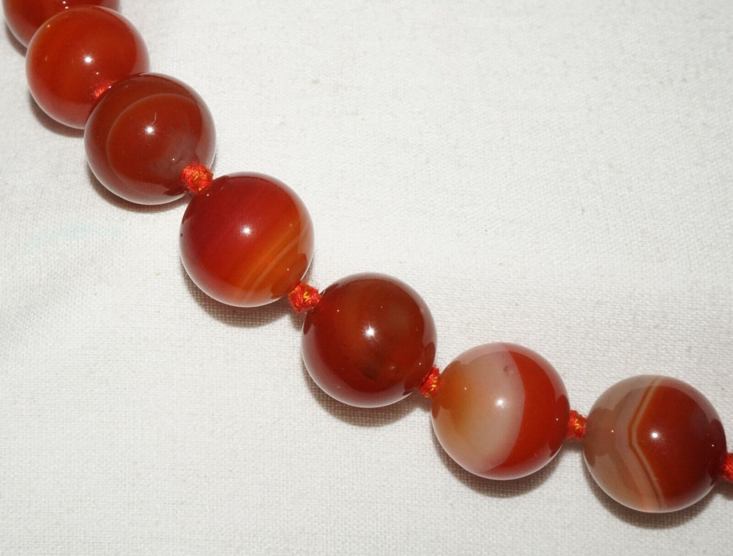 Vintage Chinese Semi Translucent Red Agate Bead Necklace 21" (InS)#L2