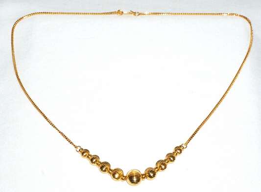 Vintage Chinese 22k Yellow Gold Necklace w. 9x Graduated Ball Accents (ChY)