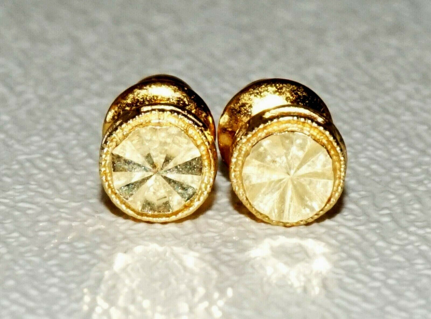 2x Pairs US 14K Yellow Gold Stud Earring Lot Mini & Umbrella Design (SaR) #72