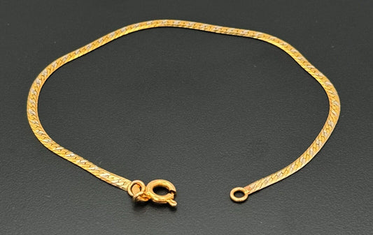 Italian 14k Two-Toned Gold 7" Serpentine Bracelet w Spring Ring Clasp (MeC)