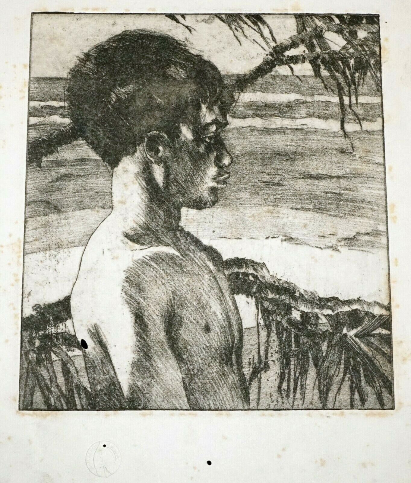 1938 Hawaii Etching Print Kaipo by John Melville Kelly (1879-1962)(Kel)