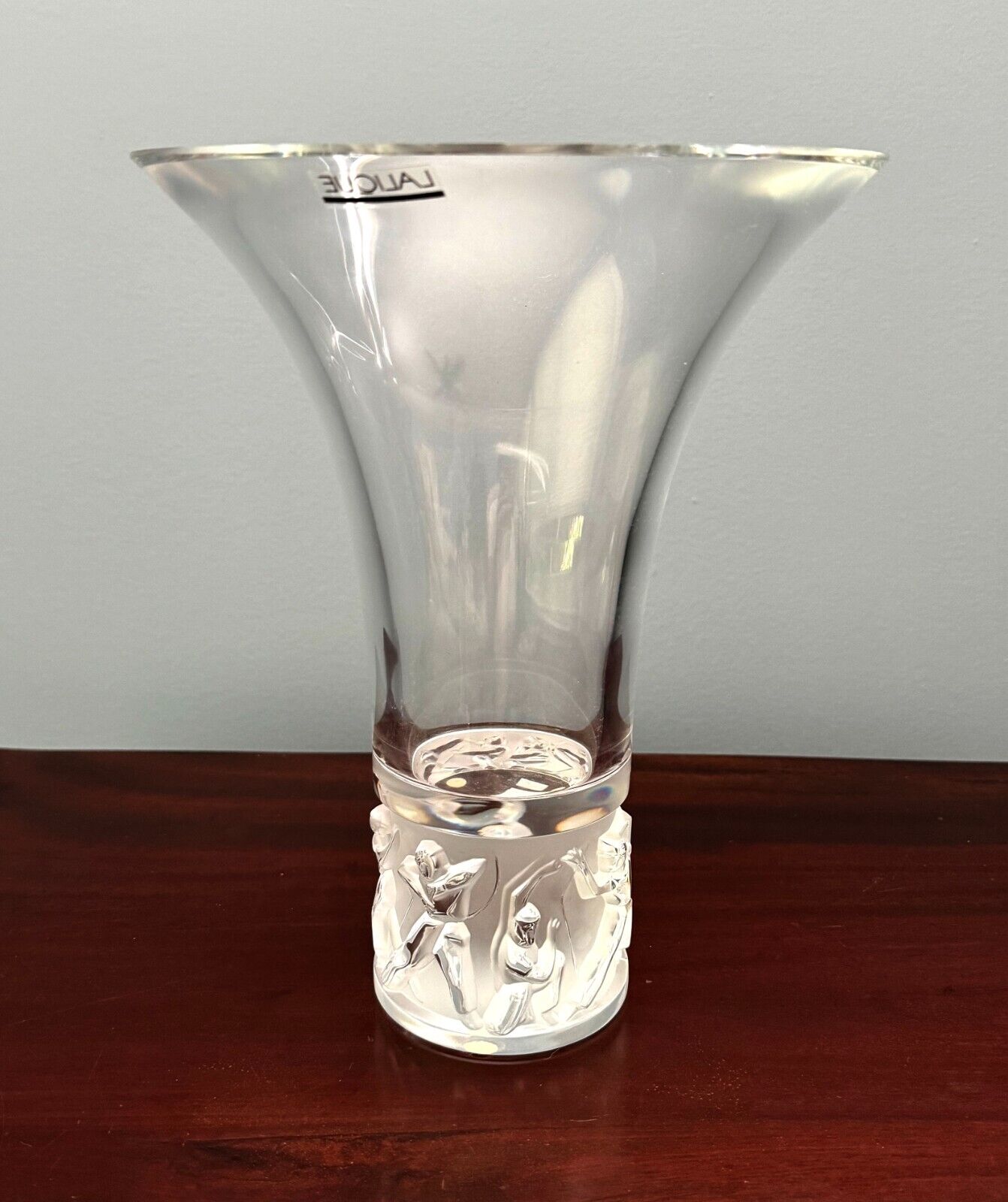 Vintage French Lalique Crystal Jazzy Vase w Tulip-Shaped Rim (InS)