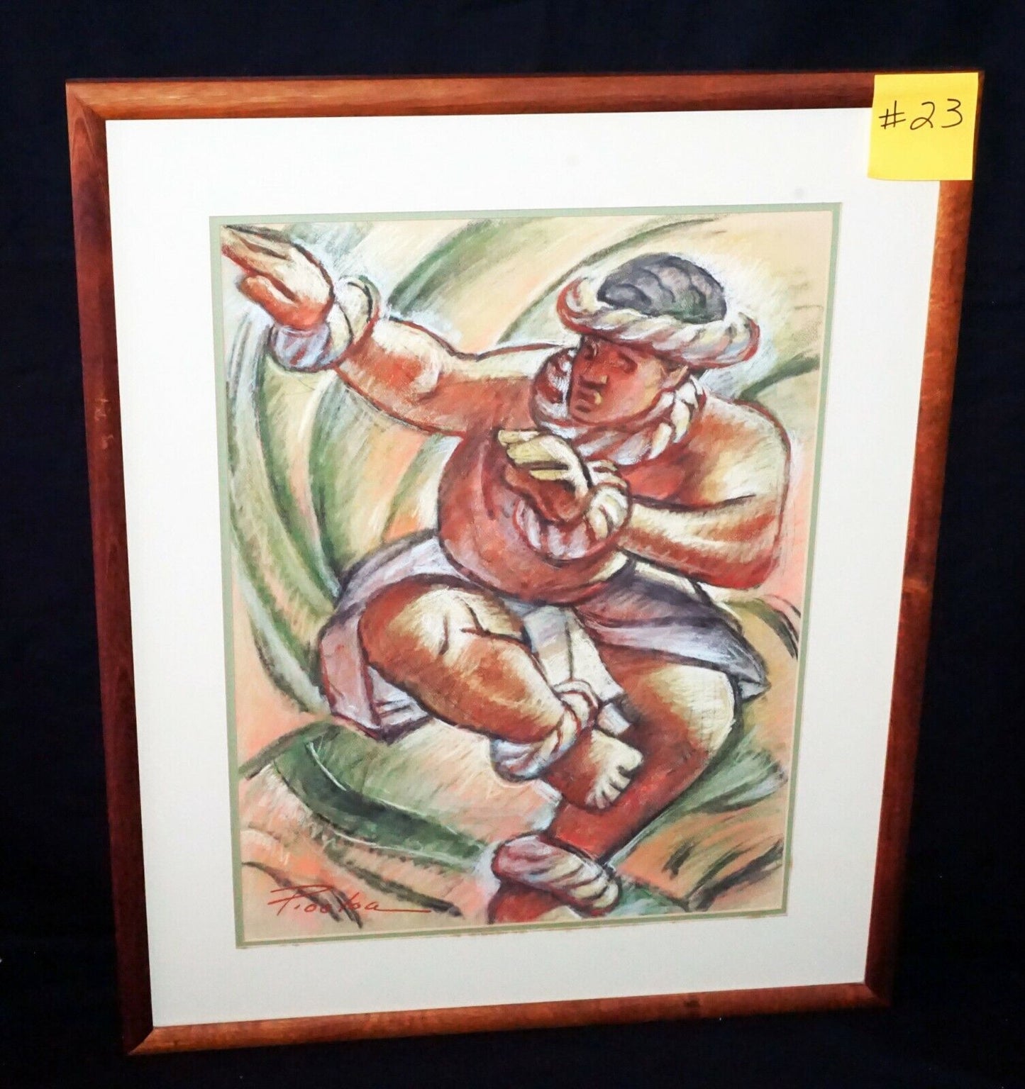 1990s Hawaii Pastel Painting Male Hula Dancer by Douglas Po'oloa Tolentino (***)