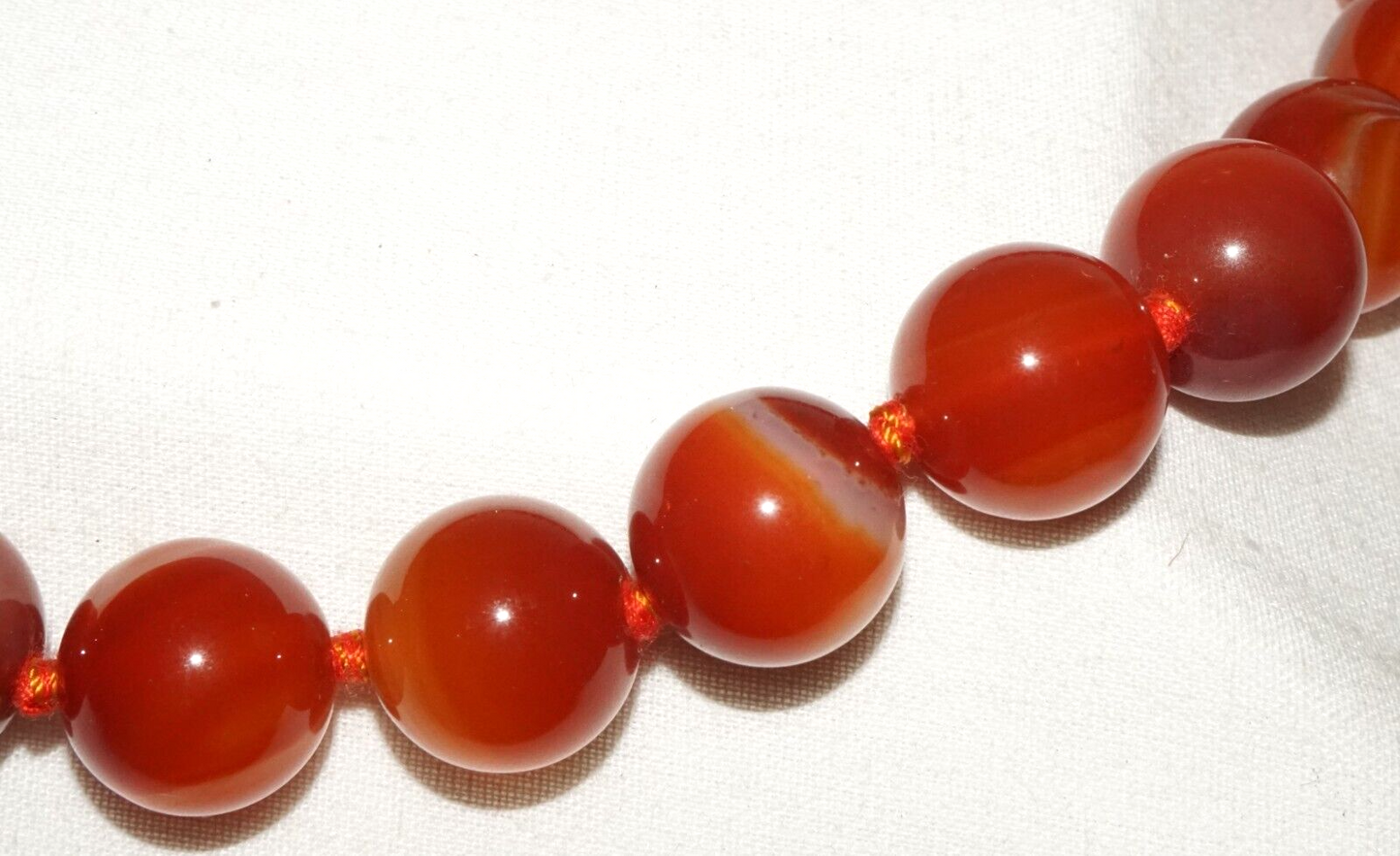 Vintage Chinese Semi Translucent Red Agate Bead Necklace 21" (InS)#L2