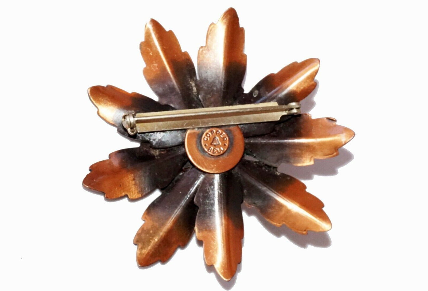 1950s US Copper Flower Motif Brooch Pin by Copper Bell Brand (Hod)