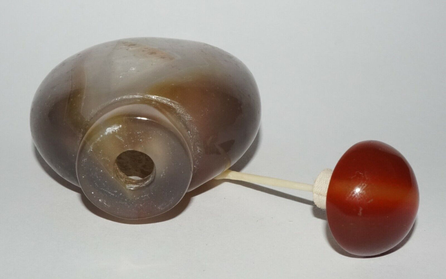 Vintage Chinese Polyhedroid Agate Snuff Bottle w. Red Agate Stopper (LeS) G4