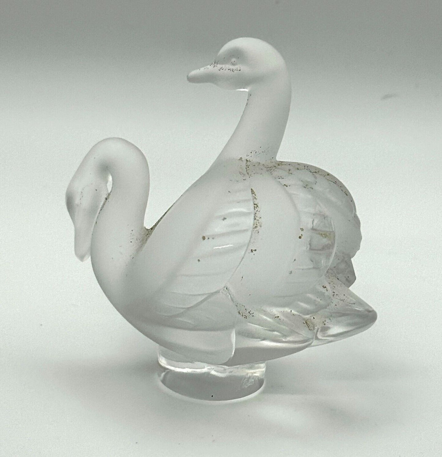 Vintage French Frosted Crystal Lalique Double Swan Figurine 3.14" (TuC)