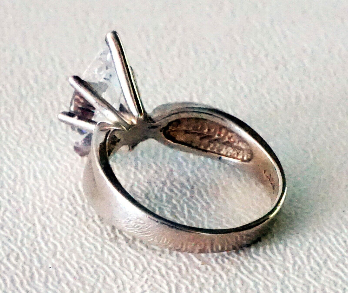 Vintage Sterling Silver Ring Sz.8 w. Giant Marquise Cut Cubic Zirconia (SaR) #27