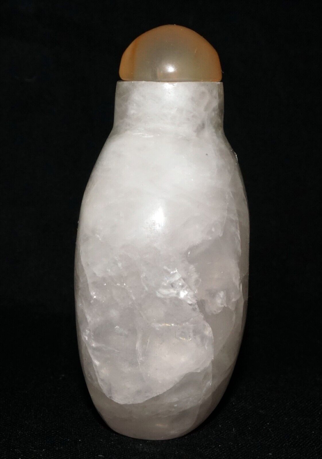 Vintage Chinese Heavily Included White Quartz Carved Snuff Bottle (LeS) G11