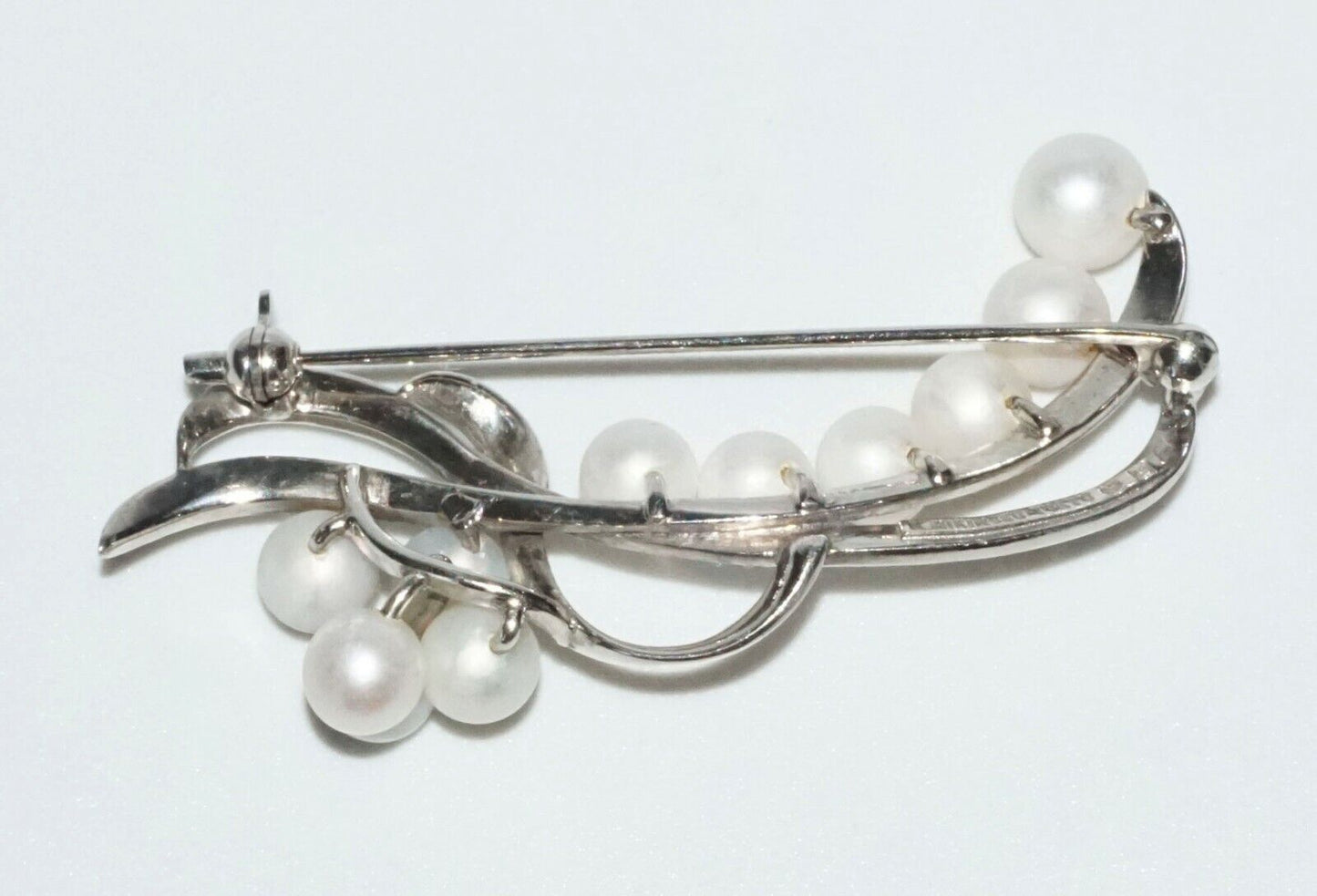 Vintage Japanese Silver & 10x Pearl Brooch by K. Mikimoto Tokyo (SaR)#280