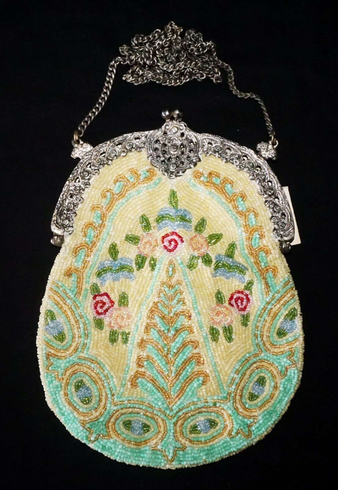 Vintage Floral Motif Beaded Multicolor Purse for Christiana made in India (HoB)