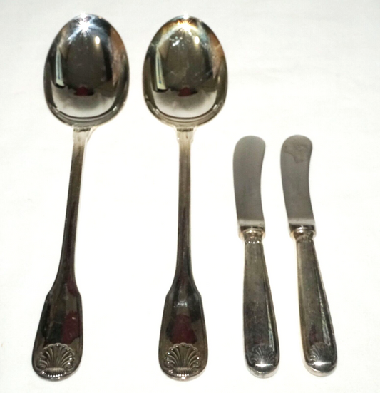 4Pc France Silver Plated Mixed Serving Lot Shell Vendome Pat Christofle (NiC)L11