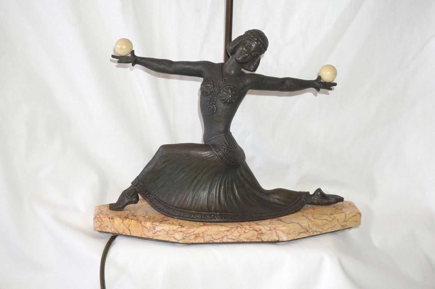 Vintage Art-Deco Bronze & Marble Lamp of a Dancing Figure (HiC)