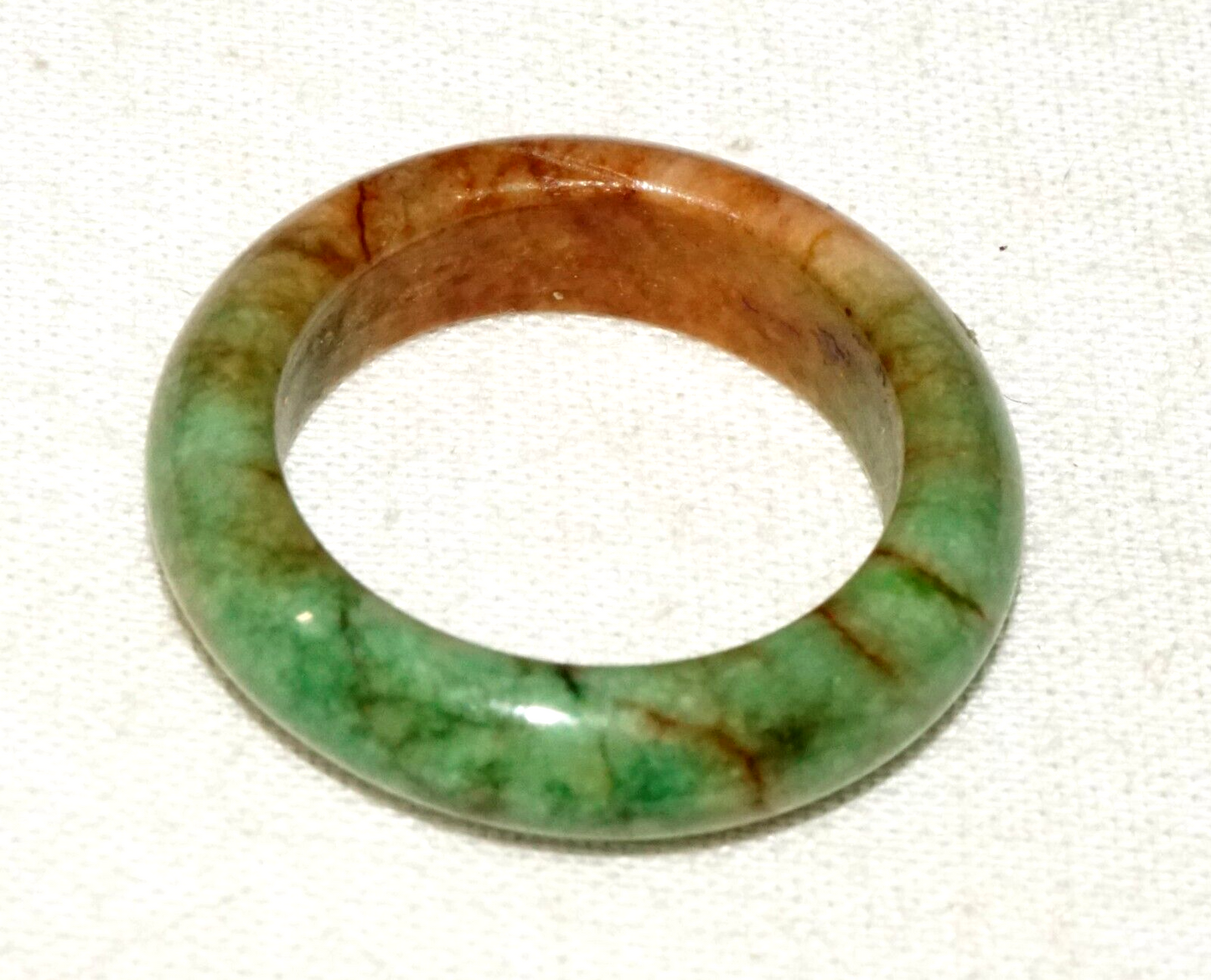 Vintage Chinese Green & Russet Jadeite Jade Ring Sz. 7.25 (GoB) #9