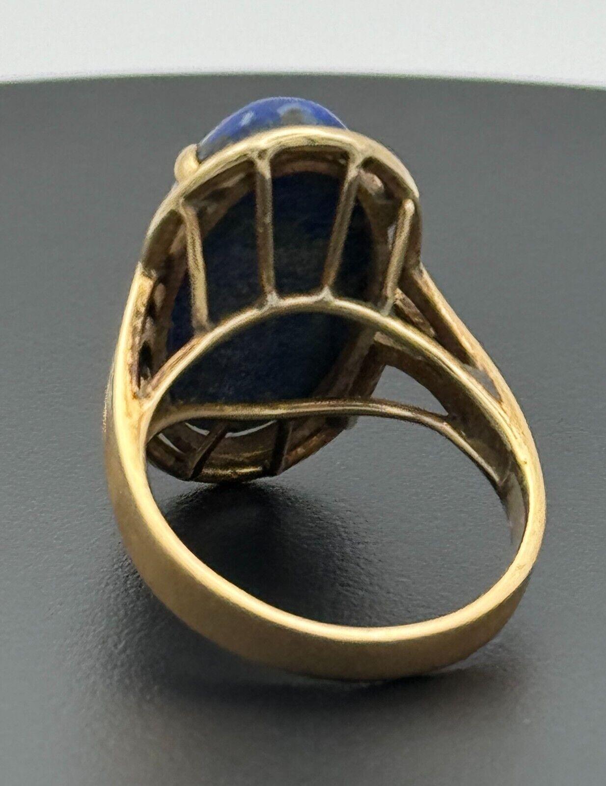 Vintage 14k Yellow Gold Ring Sz. 8.25 Lapiz Lazuli Cabochon (McC)