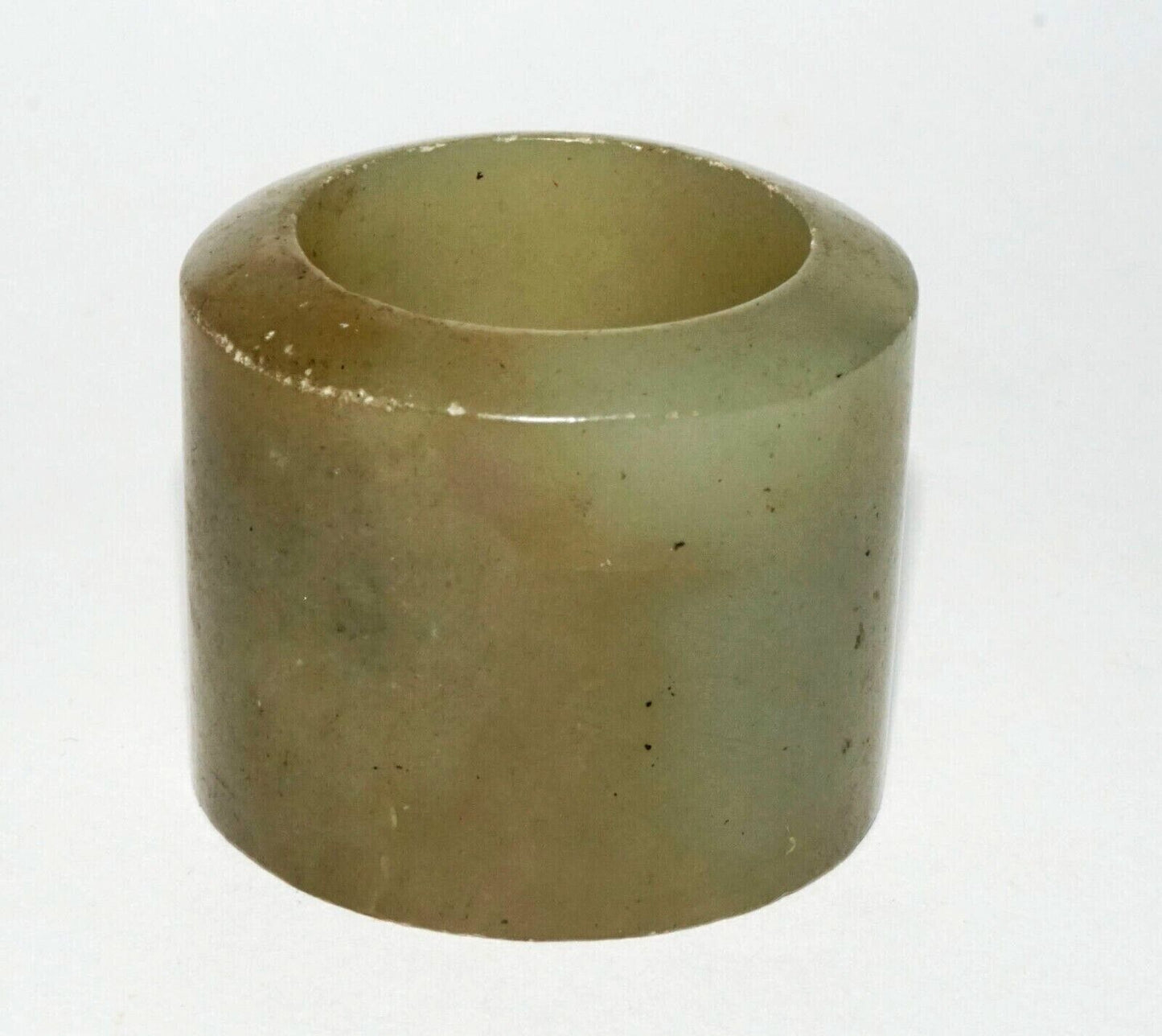 Antique Chinese Dark Celadon Green Nephrite Jade Archers Ring Sz.12 (LeS)R14