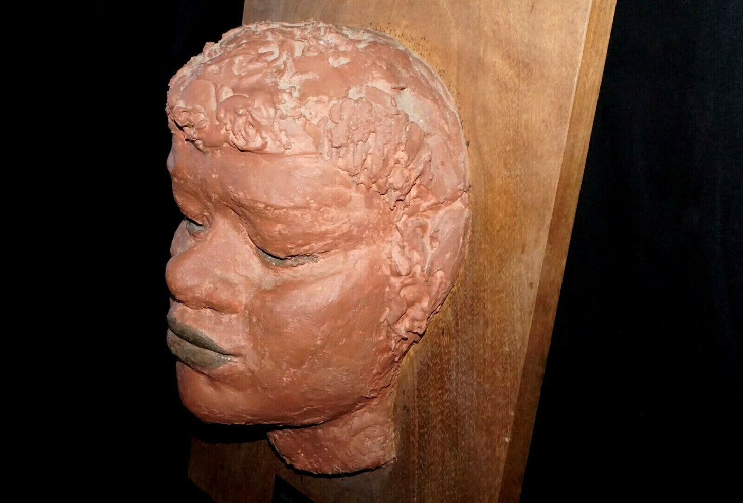 Hawaiian Woman Molded Head Sculpture on Koa Board Madge Tennent (1889-1972)(Nil)