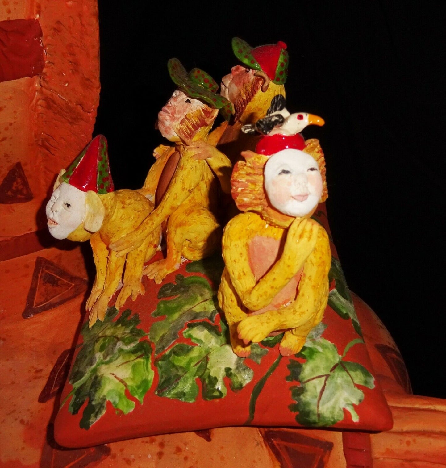 Hawaii Pottery Sculpture Horse Around Monkey Business by Vicky Chock (Z)