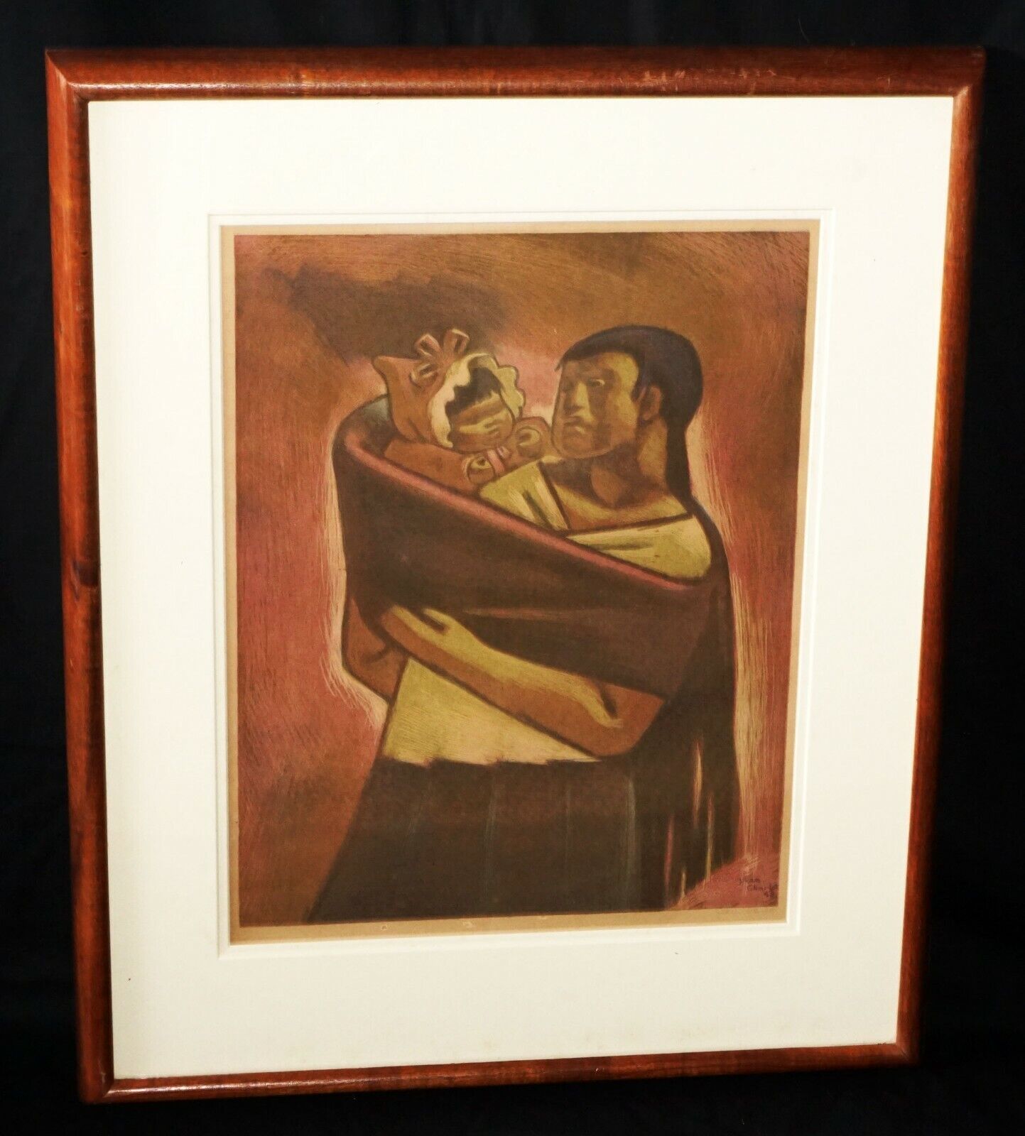 1948 Mexico Koa Print "Mother Carrying Baby" by Jean Charlot (1898-1979) (Taf)