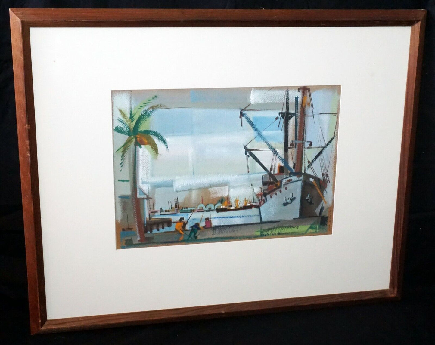 '49 Hawaii Watercolor Painting "Harbor Scene" by J. Halley Cox (1910-1974)(Dyb)