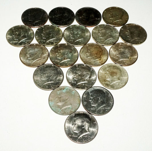 19Pc US 1966/67/68/71/72/76/80 Kennedy Half Dollar Mixed Lot (Wkoc)#4