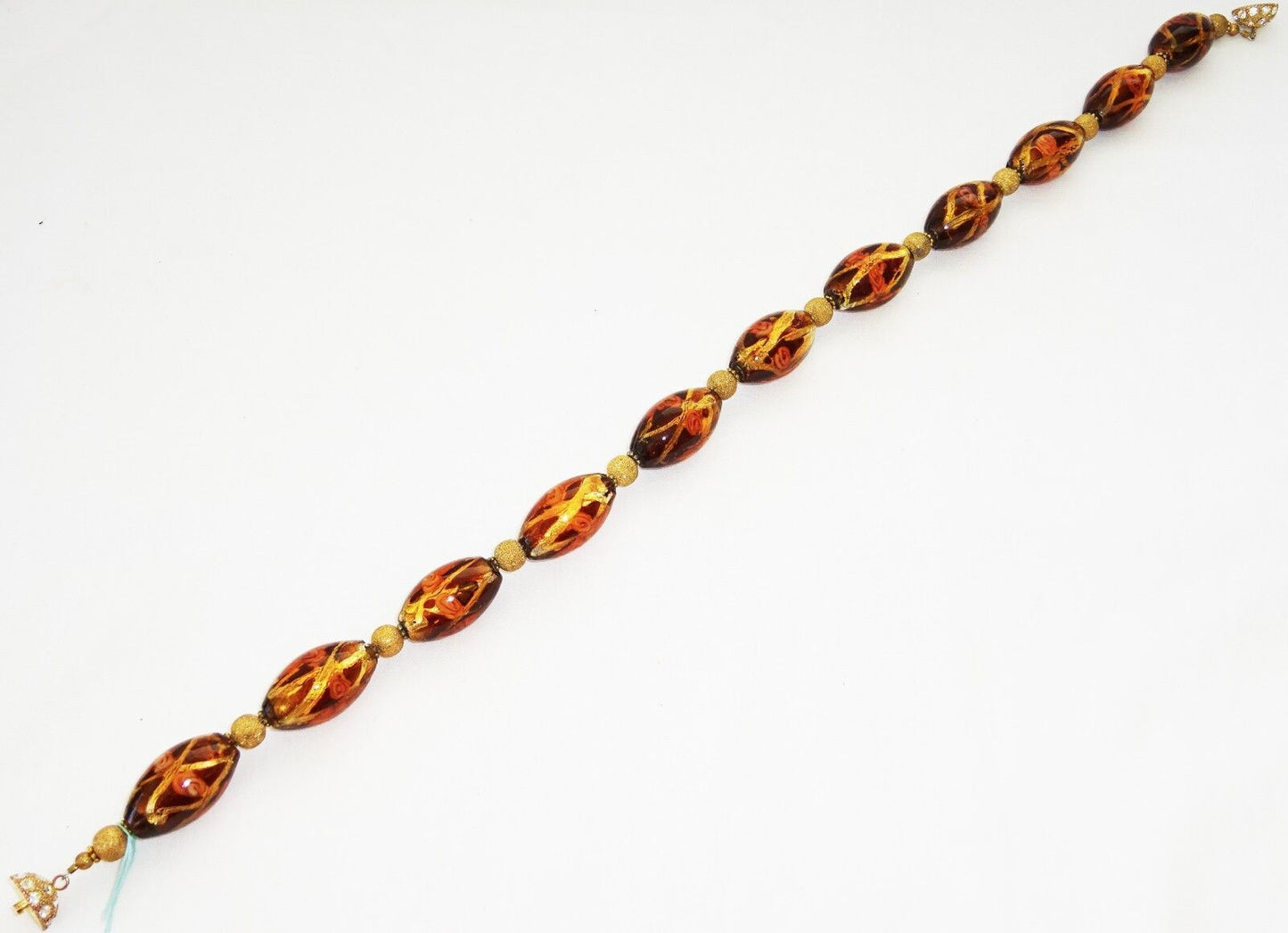 Vintage Hawaii Amber Color Glass Bead Necklace Designed by Russell Lowrey (Wel)