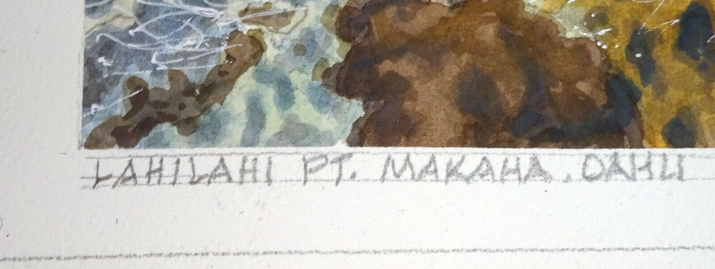 Hawaii Watercolor Painting "Lahilahi Point, Makaha Oahu" by L. Segedin #139