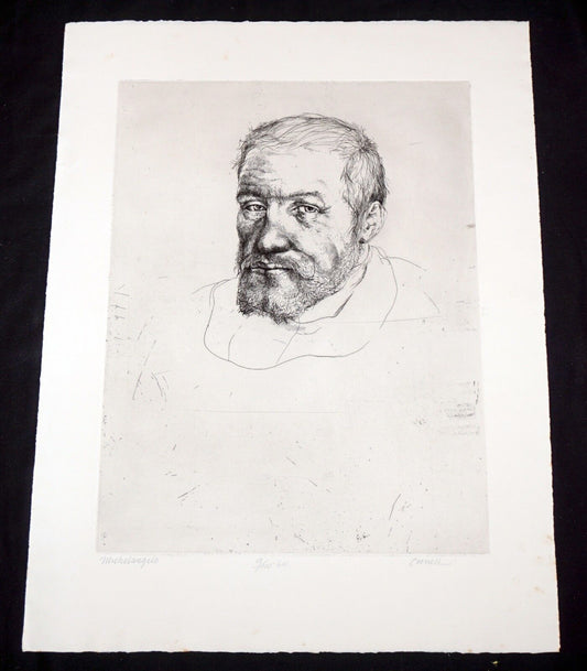 '64 California Etching Print "Michelangelo" by Thomas Cornell (1937-2012)(Mod)