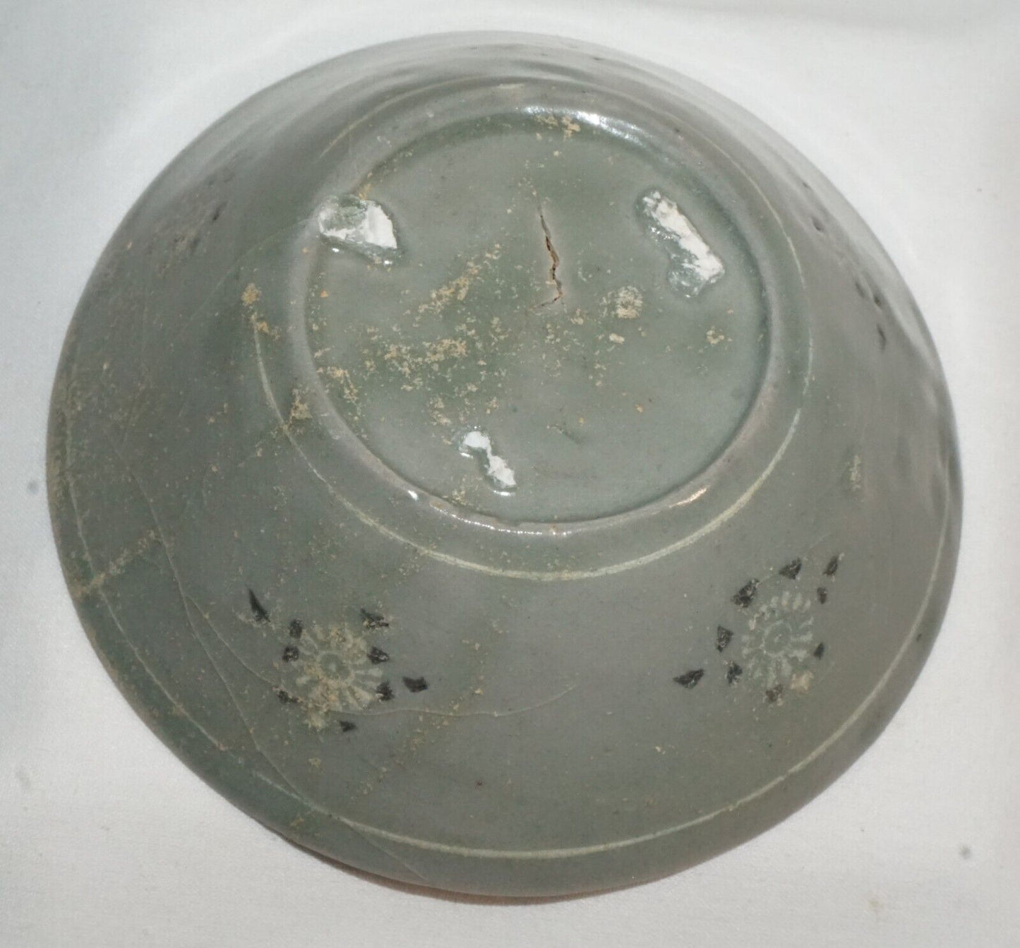 14C Korean Koryo Inlaid Pottery Bowl Celadon Glazed w. Floral Designs (JSt)2 IC