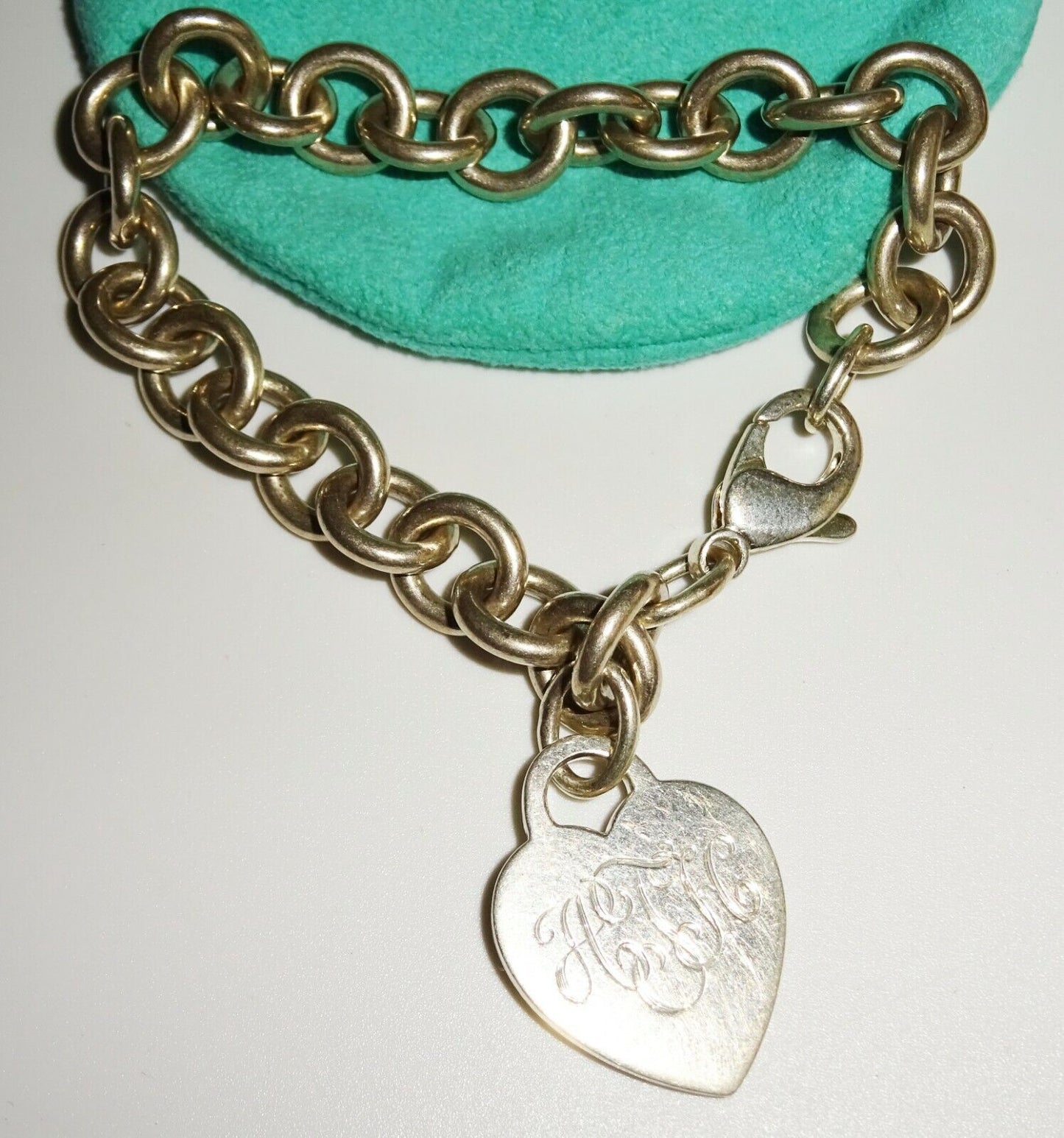 Vintage US Sterling Silver Heart Tag Oval Link Bracelet by Tiffany & Co. (HoP)