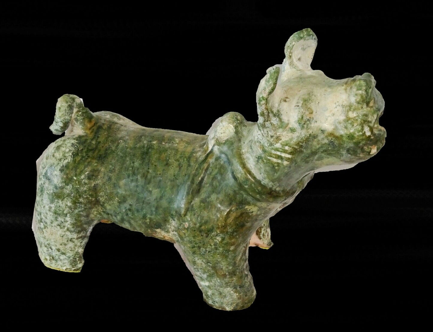 2000 Year Old Chinese Han Green Glaze Mortuary Figure Stout Dog Sculpture (DaM)