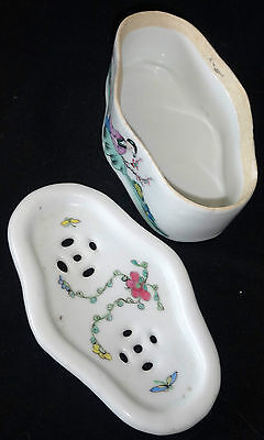 19CT Chinese Porcelain Perfumer w. Famile Rose Meiren Garden Motif (Kom) IC