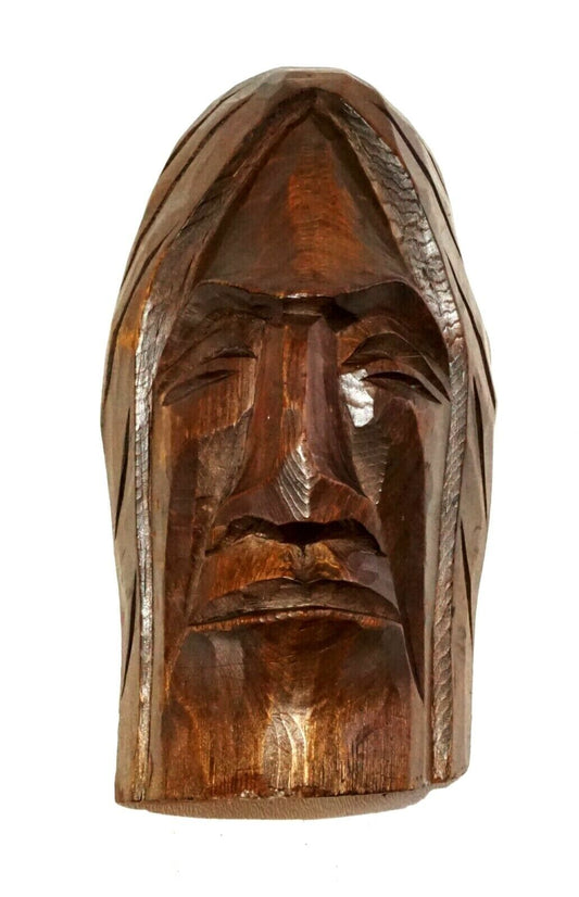 Canada Squamish Nation Carved Wooden Face Sculpture by Fred Baker (B. 1956)(Nil)