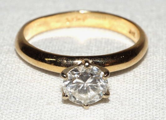 Vintage 14K Yellow Gold Solitaire Engagement Ring Sz 7.25 w 1x Diamond (WtG) 13