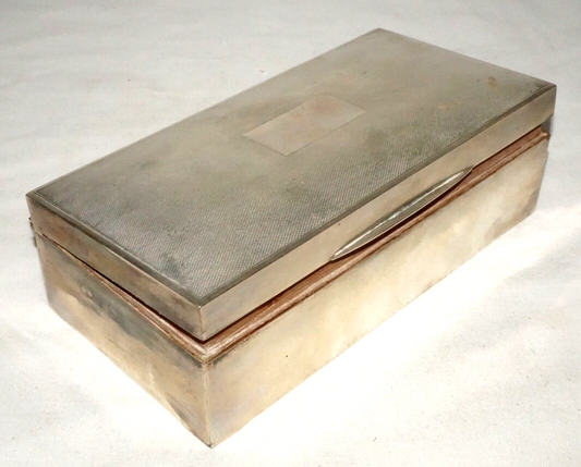 1945 English Wood-lined Sterling Silver Cigarette Box Joseph Gloster Ltd. (UVi)