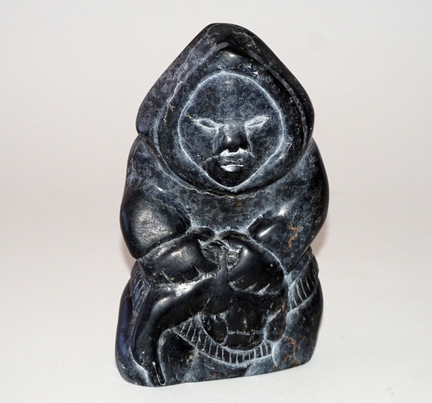 1970s Inuit Eskimo Large Stone Carved Hunter Simeonie Weetaluktuk (b.1921) (Kor)