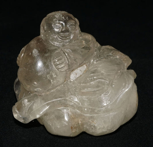 Vintage Chinese Clear Quartz Carved Boy & Gourd & Peach Snuff Bottle (LeS) G17