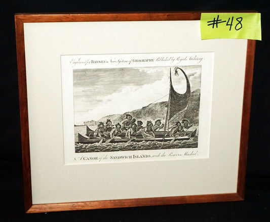 1784 English Print A Canoe Sandwich Islands, Rowers Masked by Webber (CWo)