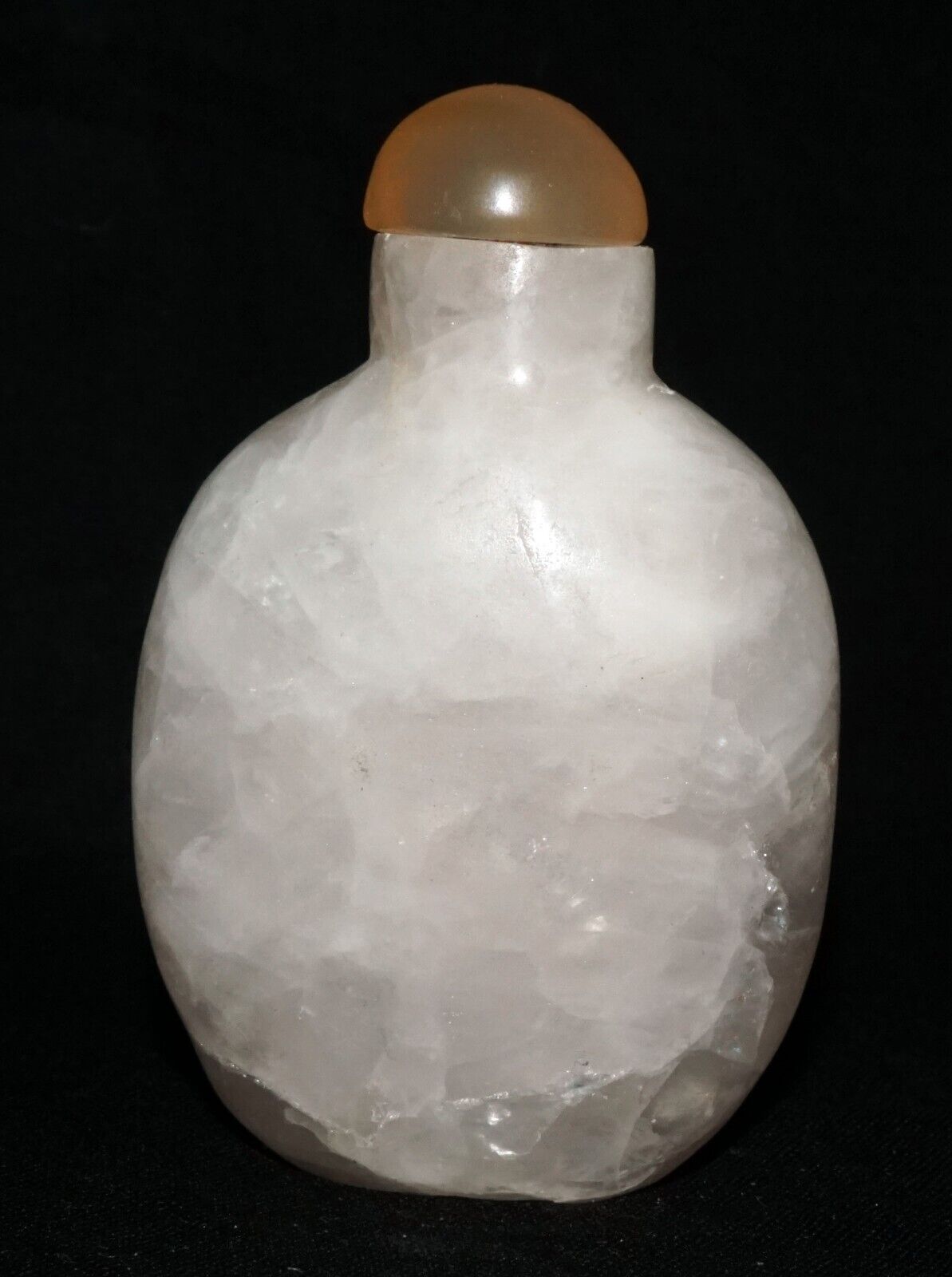 Vintage Chinese Heavily Included White Quartz Carved Snuff Bottle (LeS) G11