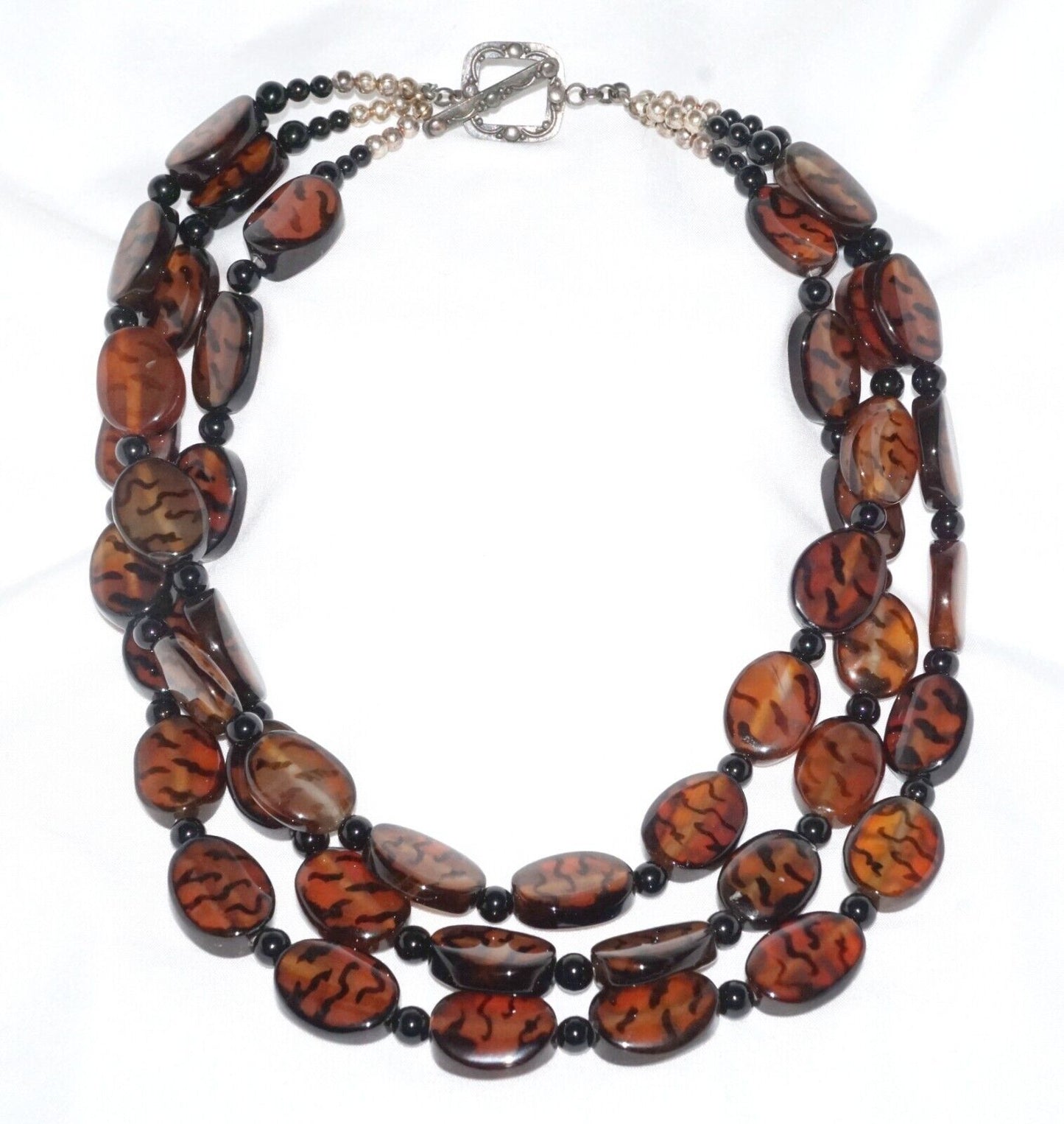 Tortoise Shell Glass Beaded Chunky Necklace (MaM)3