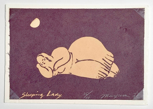 Vintage Silkscreen Print "Sleeping Lady" by Mayumi Oda (KuK)