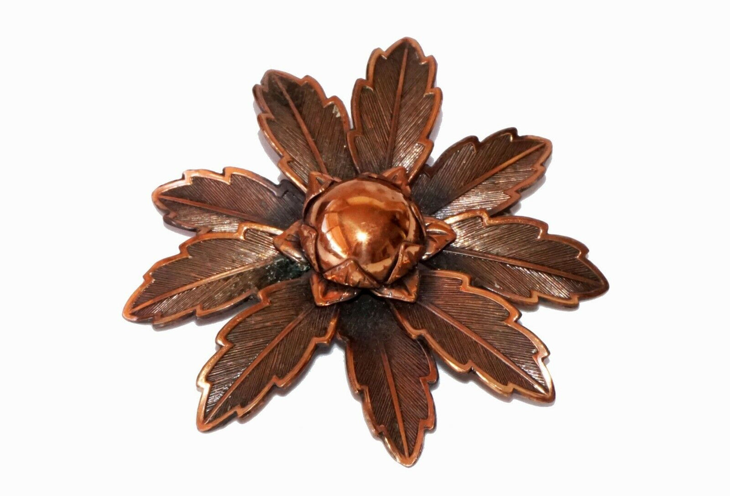 1950s US Copper Flower Motif Brooch Pin by Copper Bell Brand (Hod)