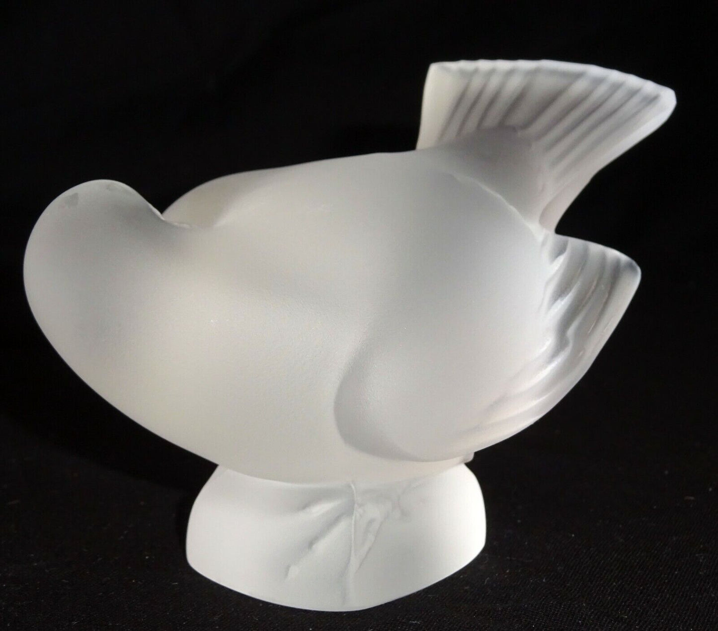 Vintage French Frosted Crystal Sparrow Wing Bird Sculpture by Lalique (MeG)