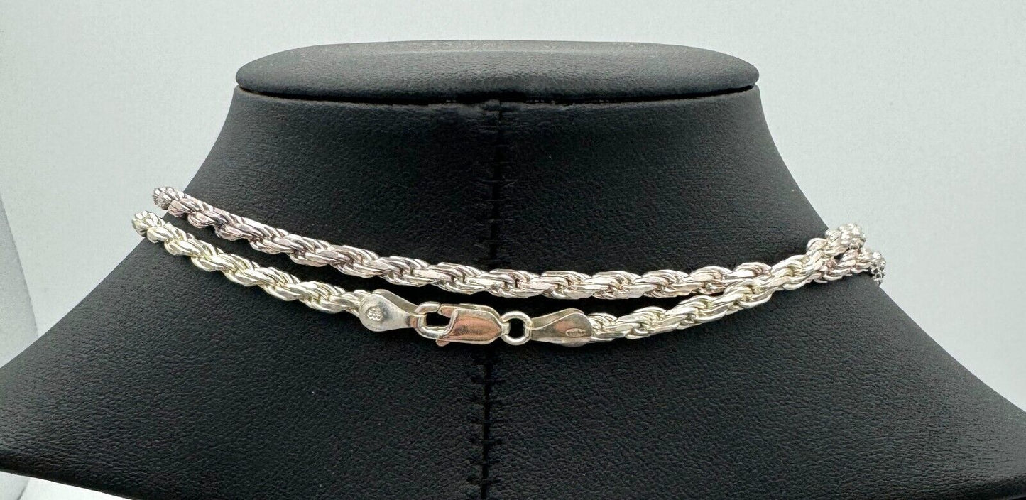 Vintage Sterling Silver 925 Thick Rope Style Necklace 29" (McC)