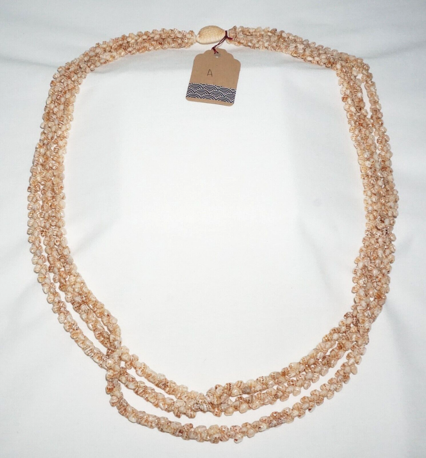 Vintage Hawaii 3x Strand Pikake Style Spotted Brown Niihau Shell Necklace (KiA)A