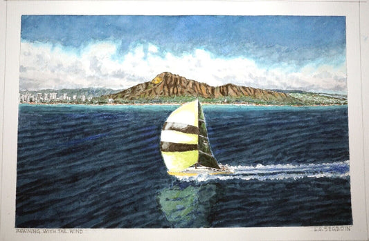 Hawaii Watercolor Painting TransPac Running with the Wind by Larry Segedin #177