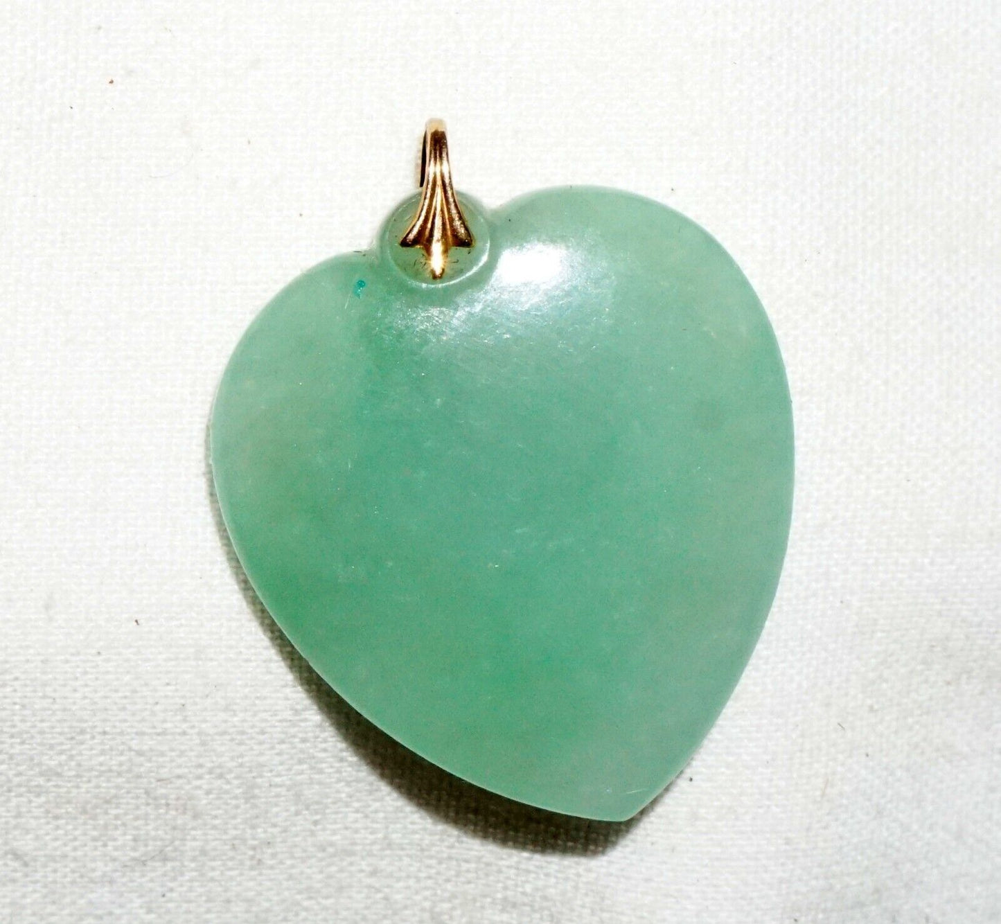 Vintage Chinese Light Celadon Green Jadeite Jade Heart Motif Pendant (***)