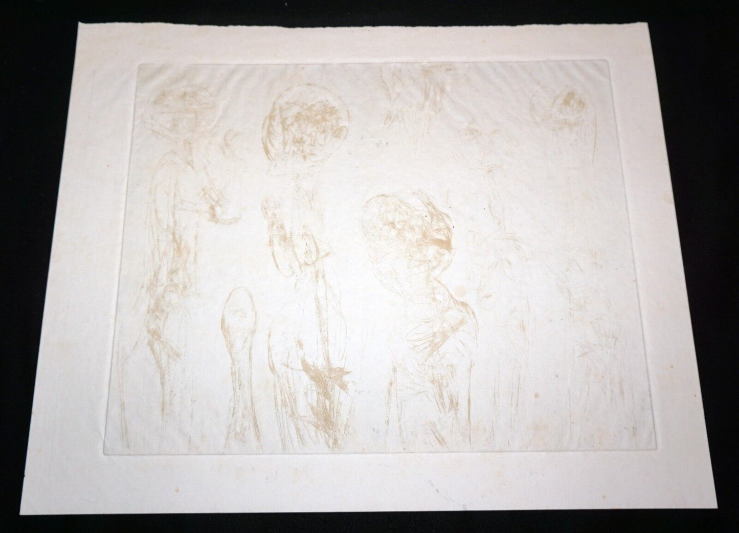 '62 California Abstract Etching Print "Sick Family" by William Hesthal (Mod)