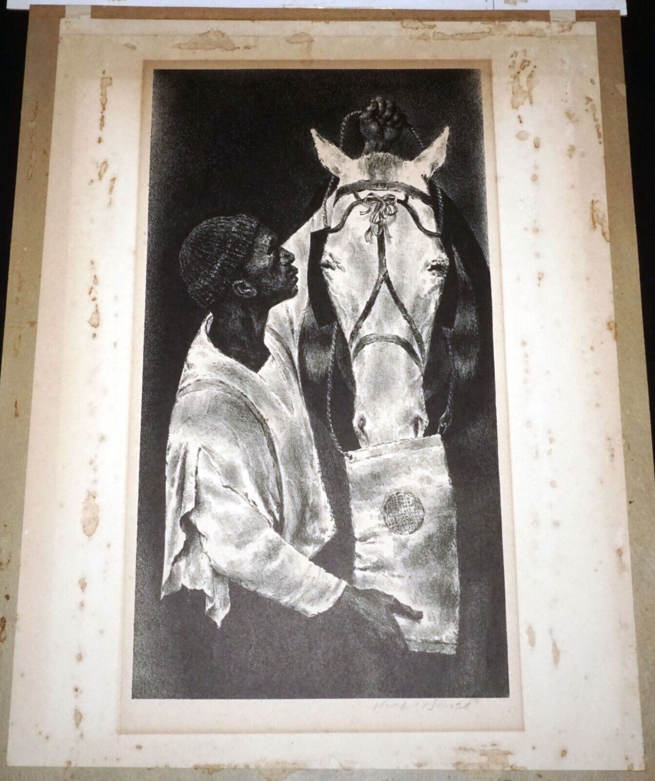 1940s US Litho Print "Man & Beast" by Joseph Hirsch (1910-1981)(FeH)