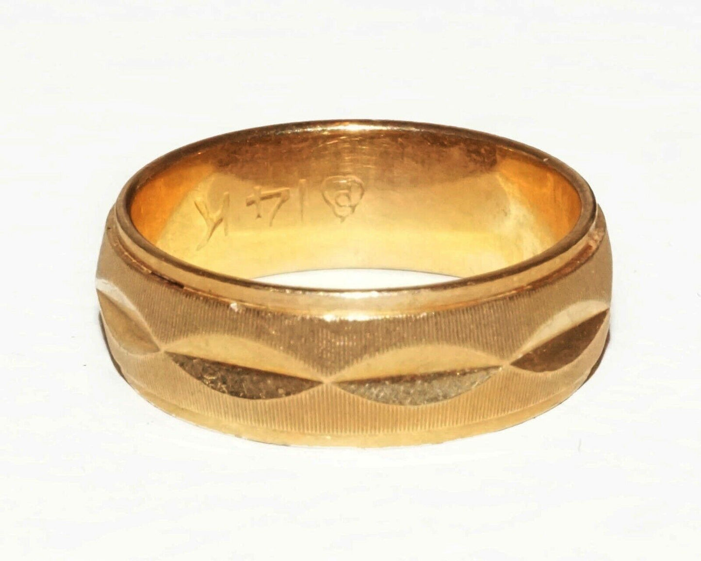 Vintage 14k Yellow Gold Wedding Band Ring Sz.5.5 w. Textured Design (BrM)#1